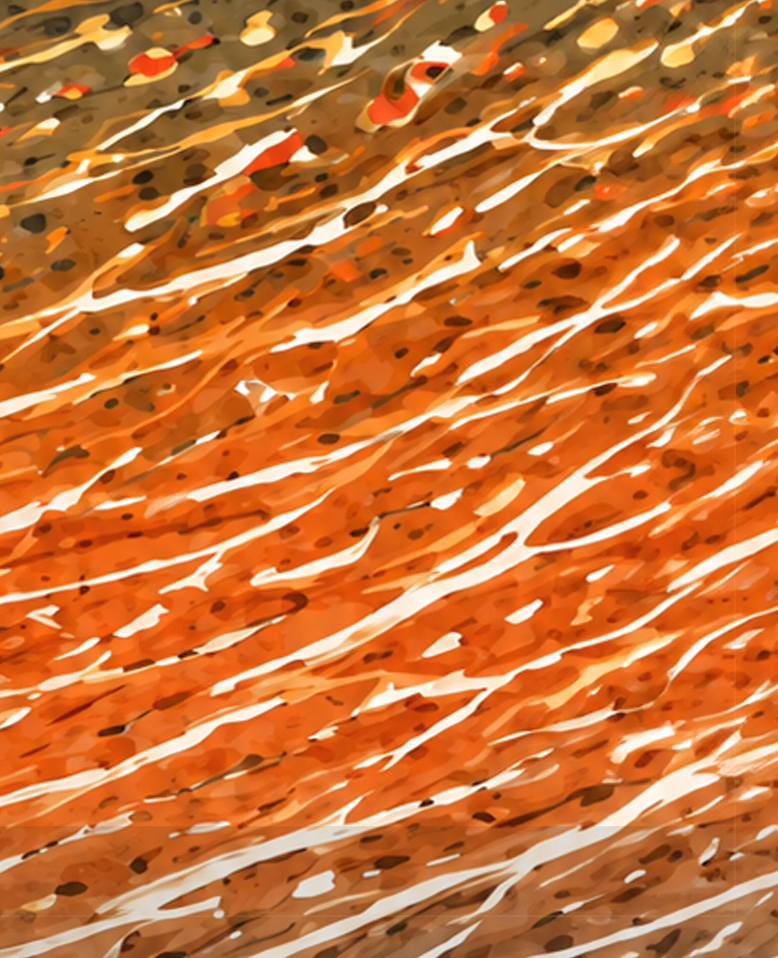 A close crop of the trout-inspired seamless print, showing its copper-to-amber gradient and current-like linework.